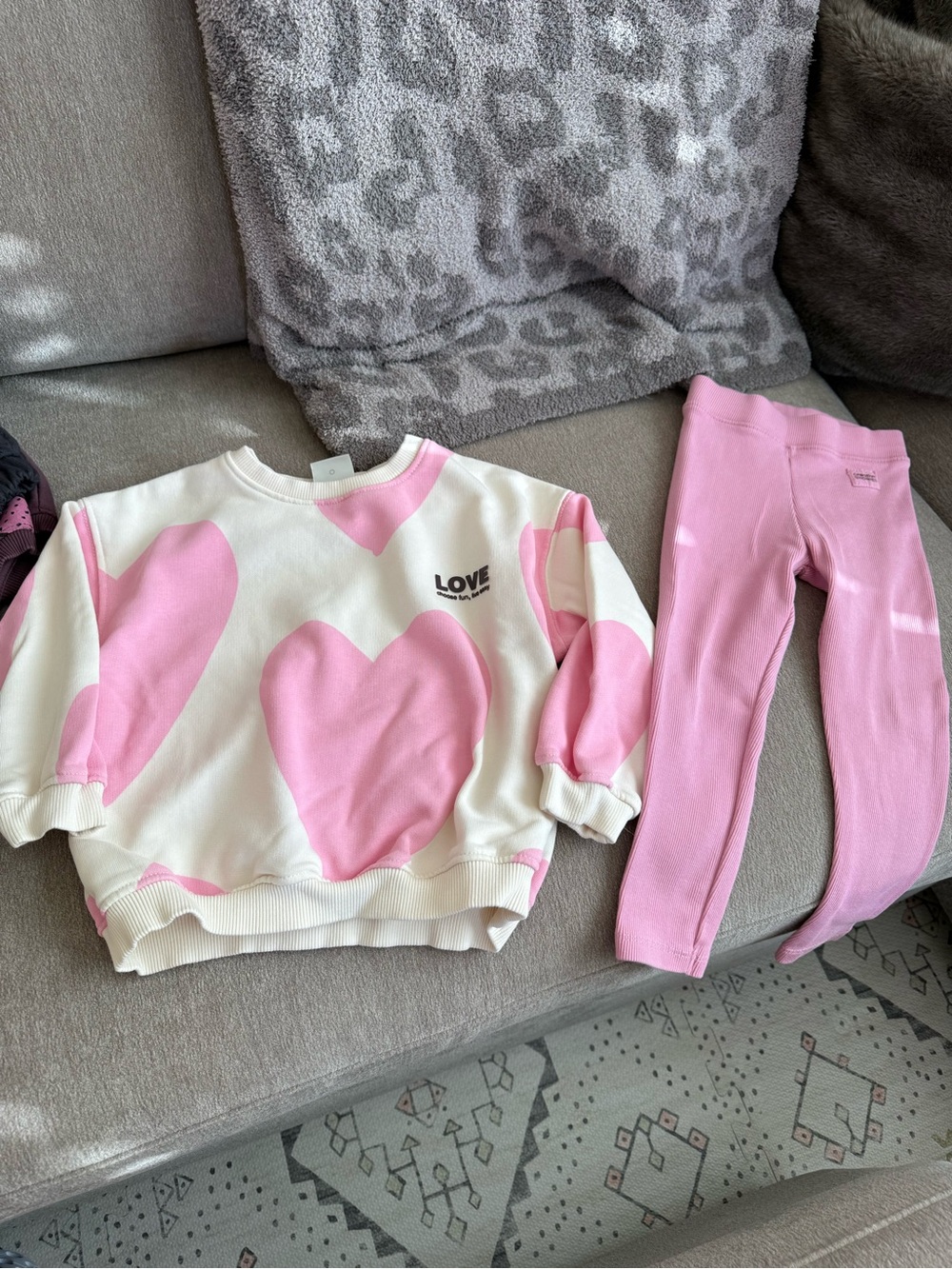 Zara Pink and White Heart Matching Set (3T)